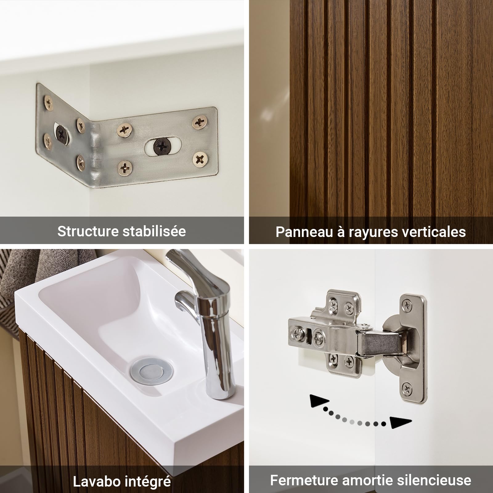 SoBuy Meuble Sous Lavabo Suspendu pour Salle de Bain avec Vasque Compact - Rangement Colonne Petite Taille pour WC Style Moderne 40x22x56cm BZR196-BR