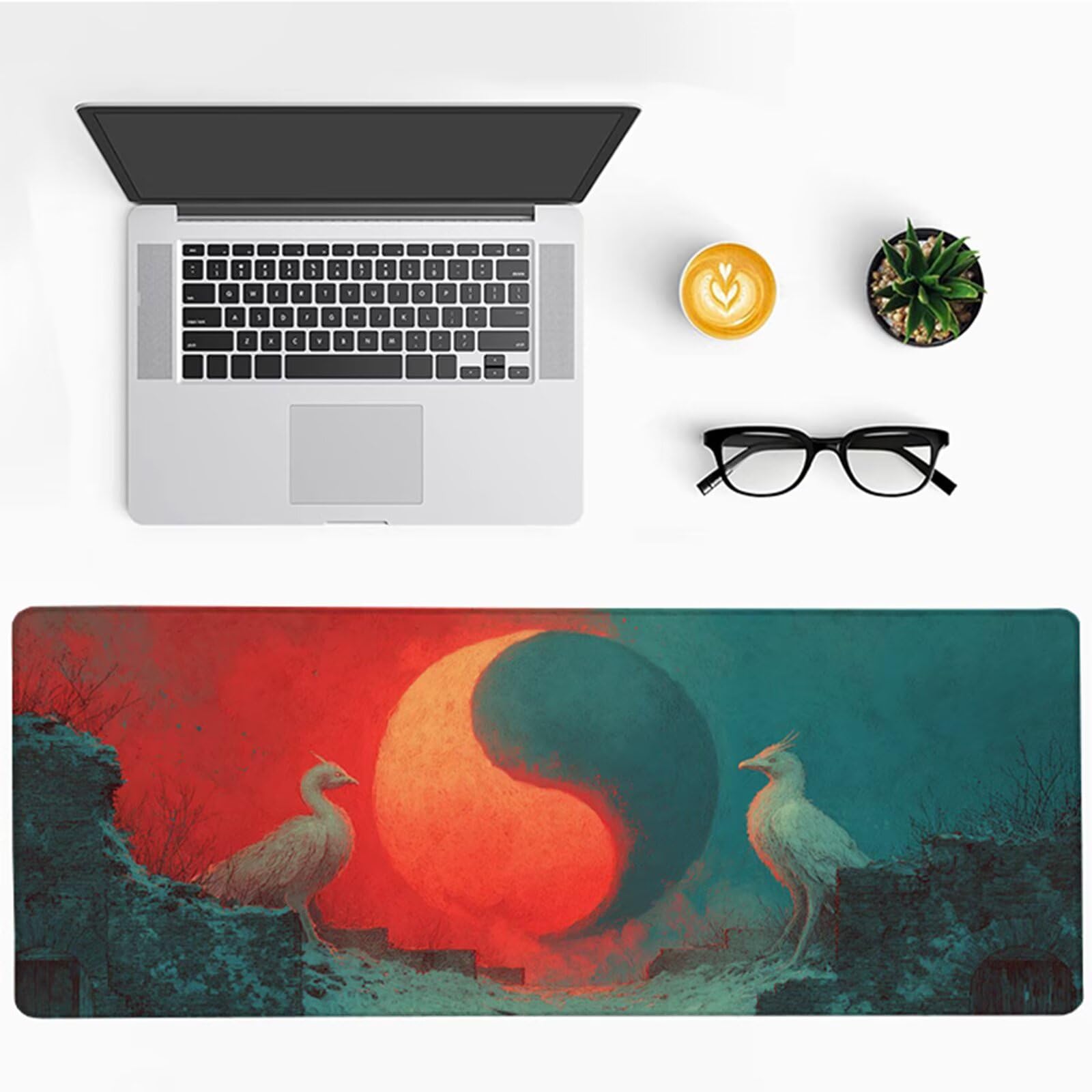 Tai Chi Gamingowa podkładka pod mysz, 1200 x 600 x 3 mm, podkładka pod mysz z antypoślizgową gumową podstawą, podkładka pod mysz XXL ze zszytymi krawędziami, akcesoria gamingowe, do biura, komputera