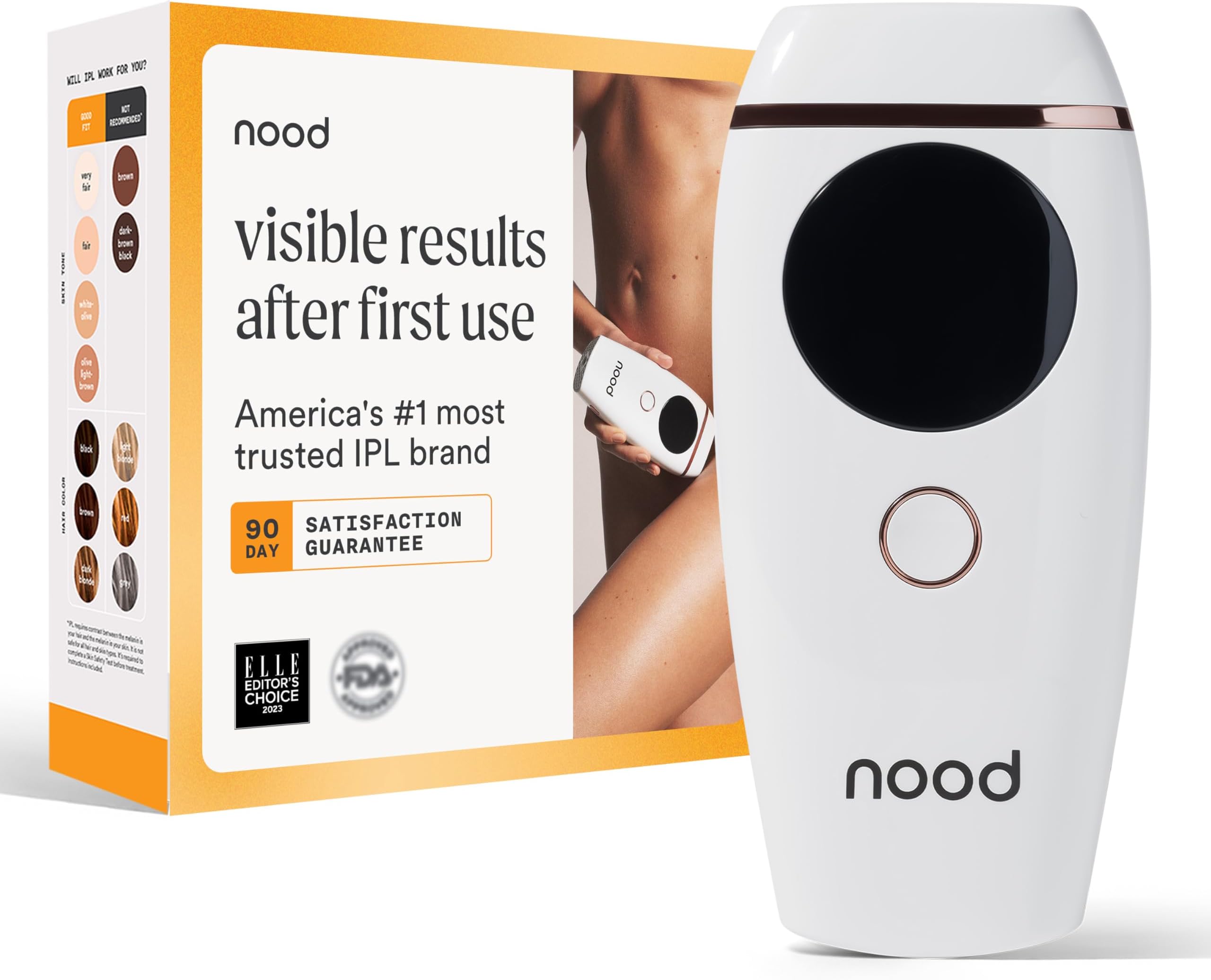 NEW Flasher 2.0 by Nood, IPL Laser Hair Removal Device for Men and Women, Pain-free and Permanent Results, Safe for Whole Body Treatment - Gloss White