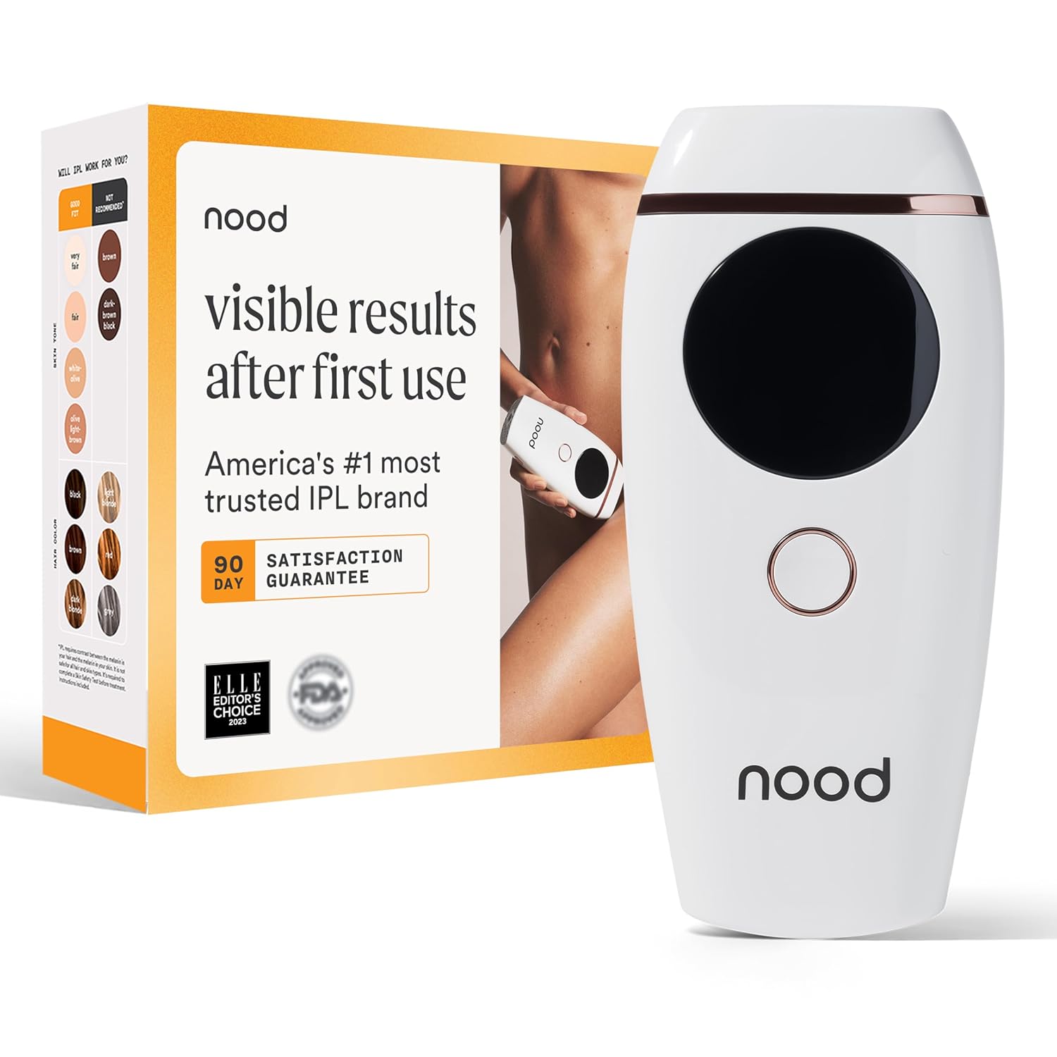 NEW Flasher 2.0 by Nood, IPL Laser Hair Removal Device for Men and Women, Pain-free and Permanent Results, Safe for Whole Body Treatment - Gloss White