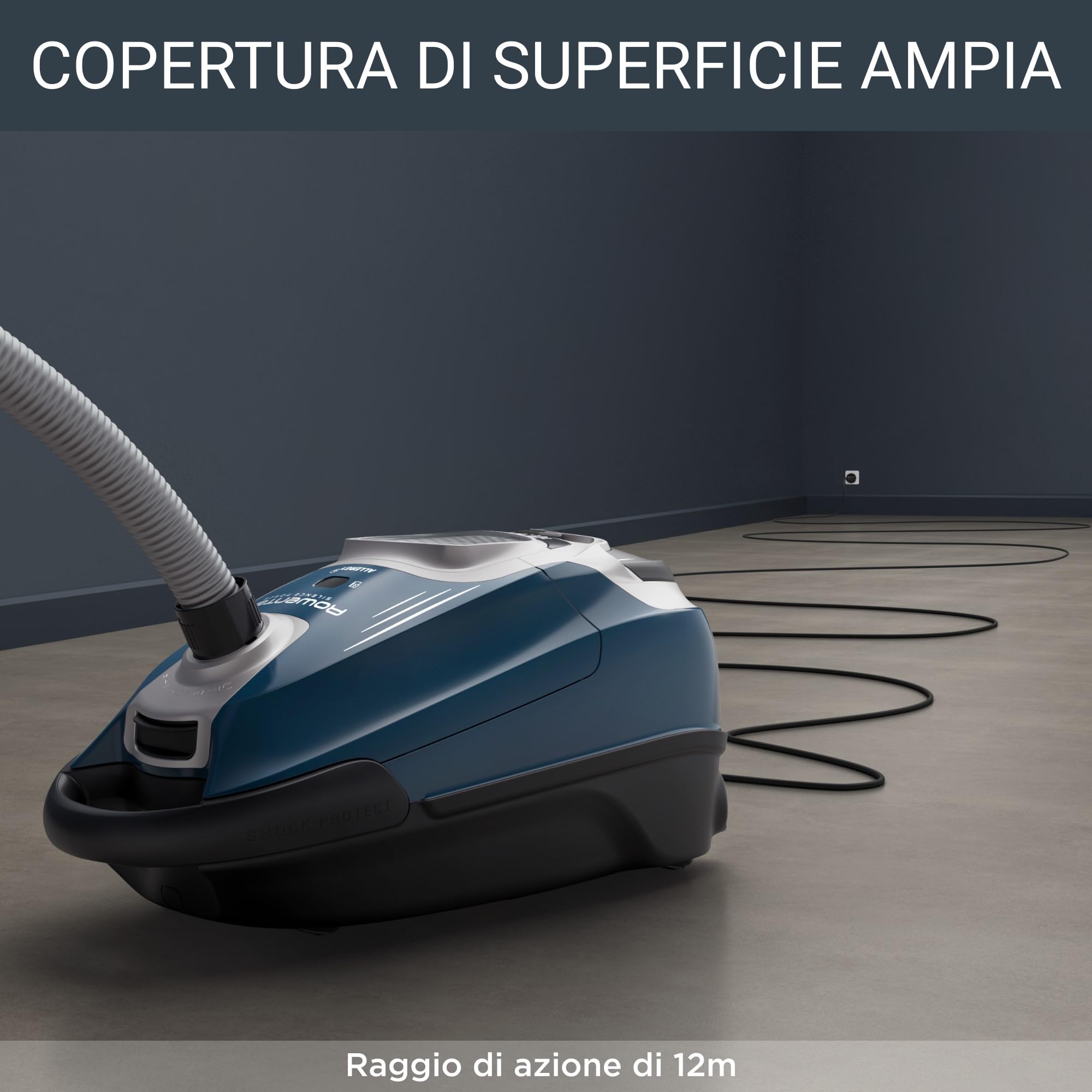 Rowenta RO7451 Aspirapolvere con Sacco Silence Force Effitech, Potenza 400W, Capacità XXL 4.5L, Potente e Silenziosa, Sistema di Filtraggio Allergy+, Spazzola Power Air e Motore Effitech
