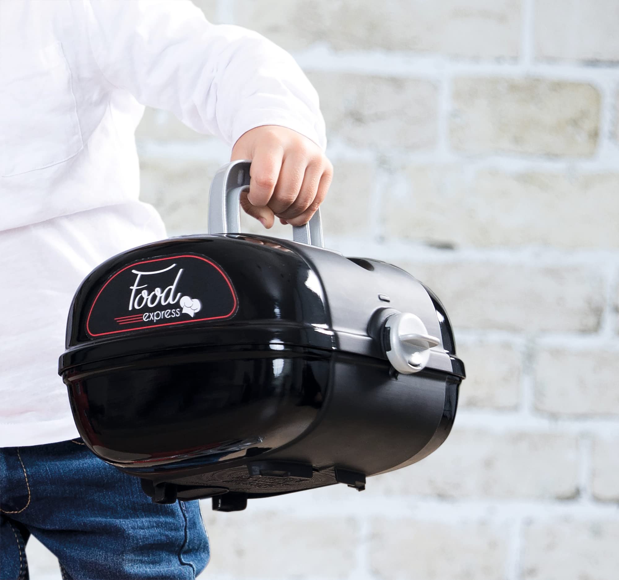 Smoby - Porteur Scooter Food Express - Rouge - Roues Silencieuses - Porte-Bagage - Mallette Amovible - Coffre à Jouets, Phare, Clé Mécanique - Dès 18 Mois