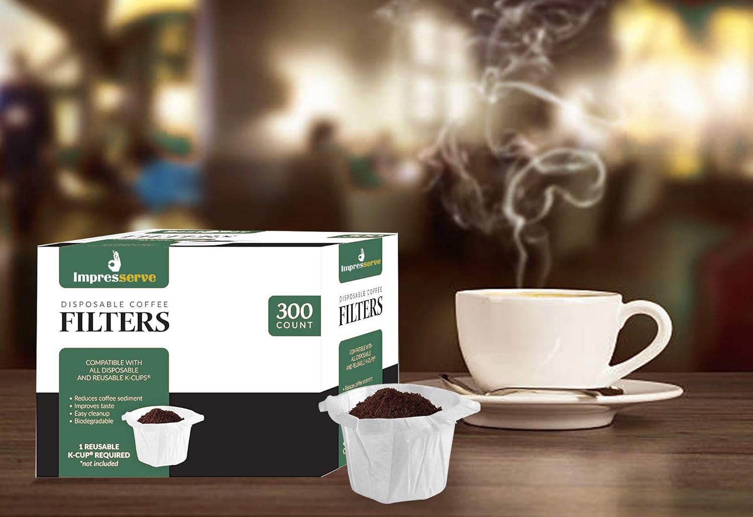 Impresserve Disposable Paper Filters, 100% Biodegradable Coffee Pods Filter Single Serve For Keurig, 300 Pieces: Kitchen & Dining