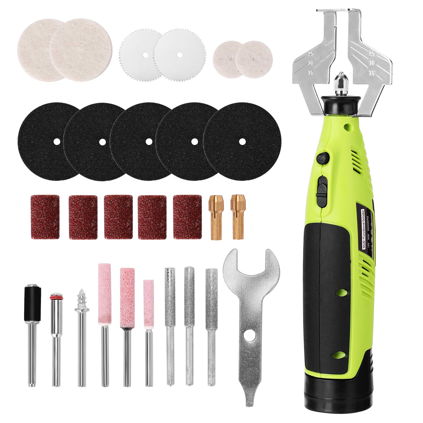 Mini Set per affilare e smerigliatrice per motoseghe a Batteria, Kit di Strumenti per affilare seghe a Catena alimentate a Batteria, Lima per affilare Le Lame elettriche Multifunzione,2 Battery