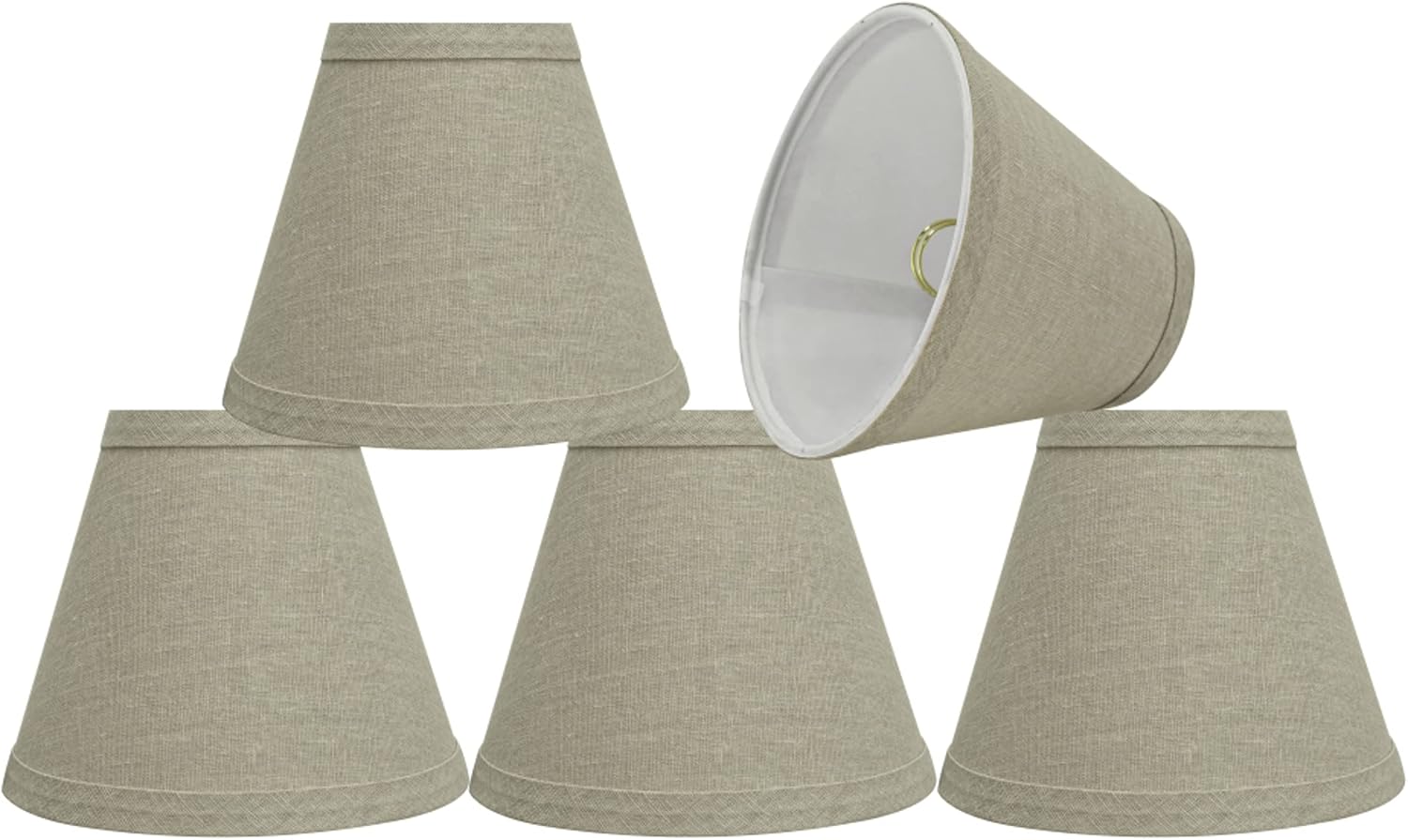 Aspen Creative 32112-5A, Hardback Empire Clip-On Chandelier Lamp Shade, Khaki, 3" Top x 6" Bottom x 5" Slant Height, Set of 5