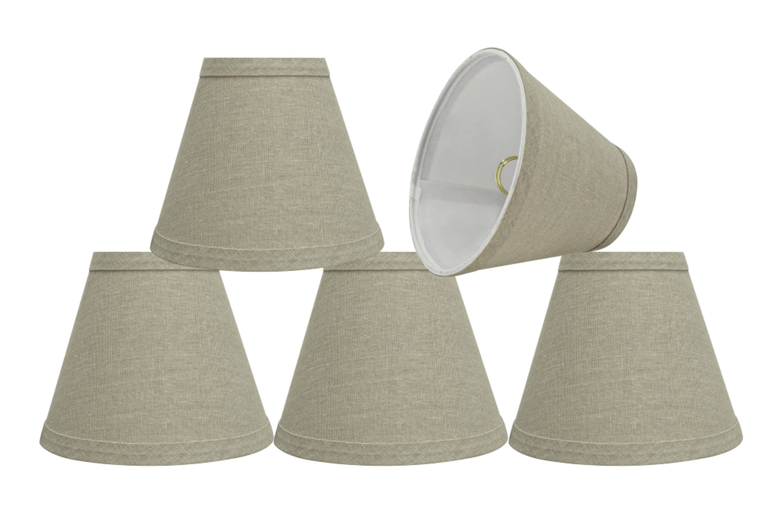 Aspen Creative 32112-5A, Hardback Empire Clip-On Chandelier Lamp Shade, Khaki, 3" Top x 6" Bottom x 5" Slant Height, Set of 5
