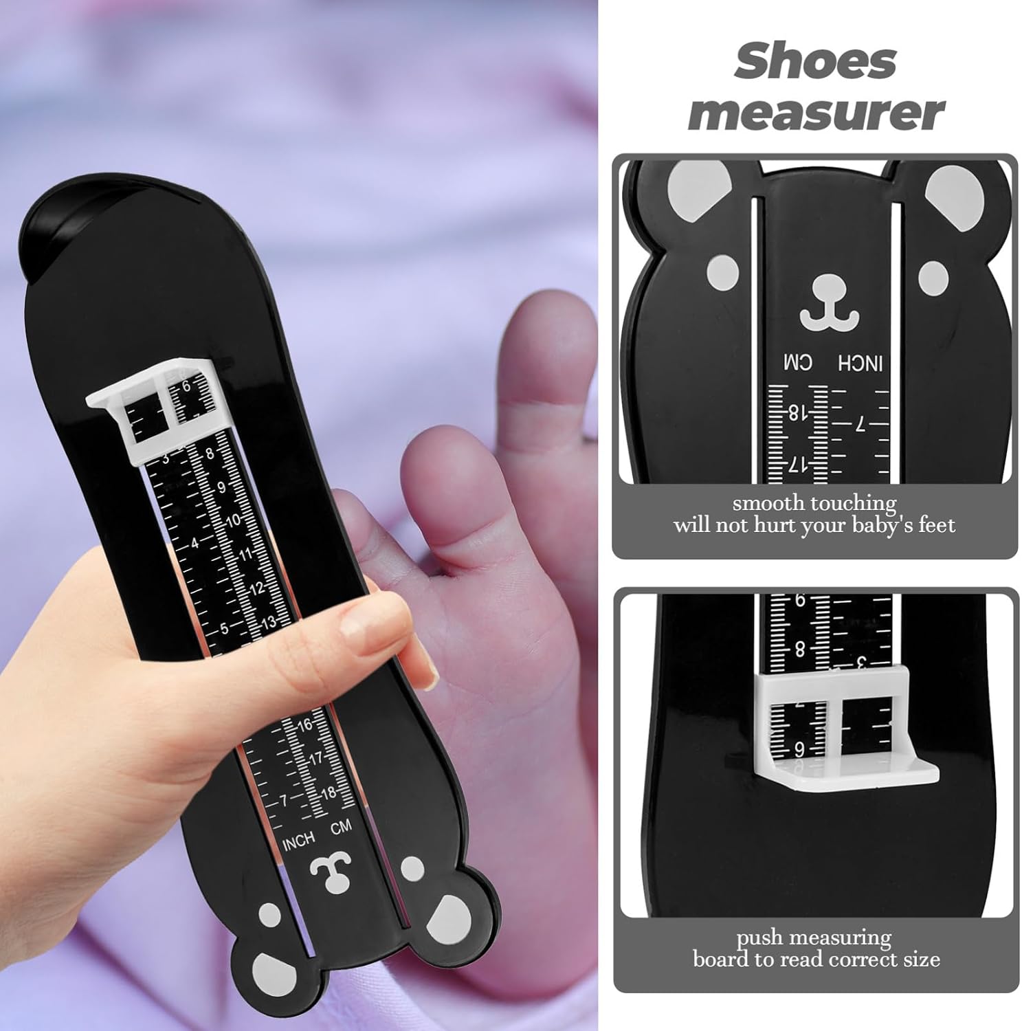Panda Foot Measuring Device for Kids Accurate Infant Shoe Sizer Size Chart Sturdy Measurement Ruler for 0-8 Year for Home Use and Precise Foot Length Measurement