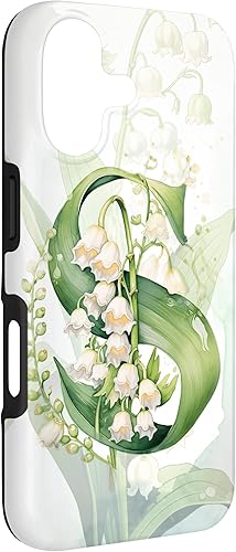 Vista 90 de Funda para iPhone 12/12 Pro Lovely Lily of The Valley Letra S May Birthday Case