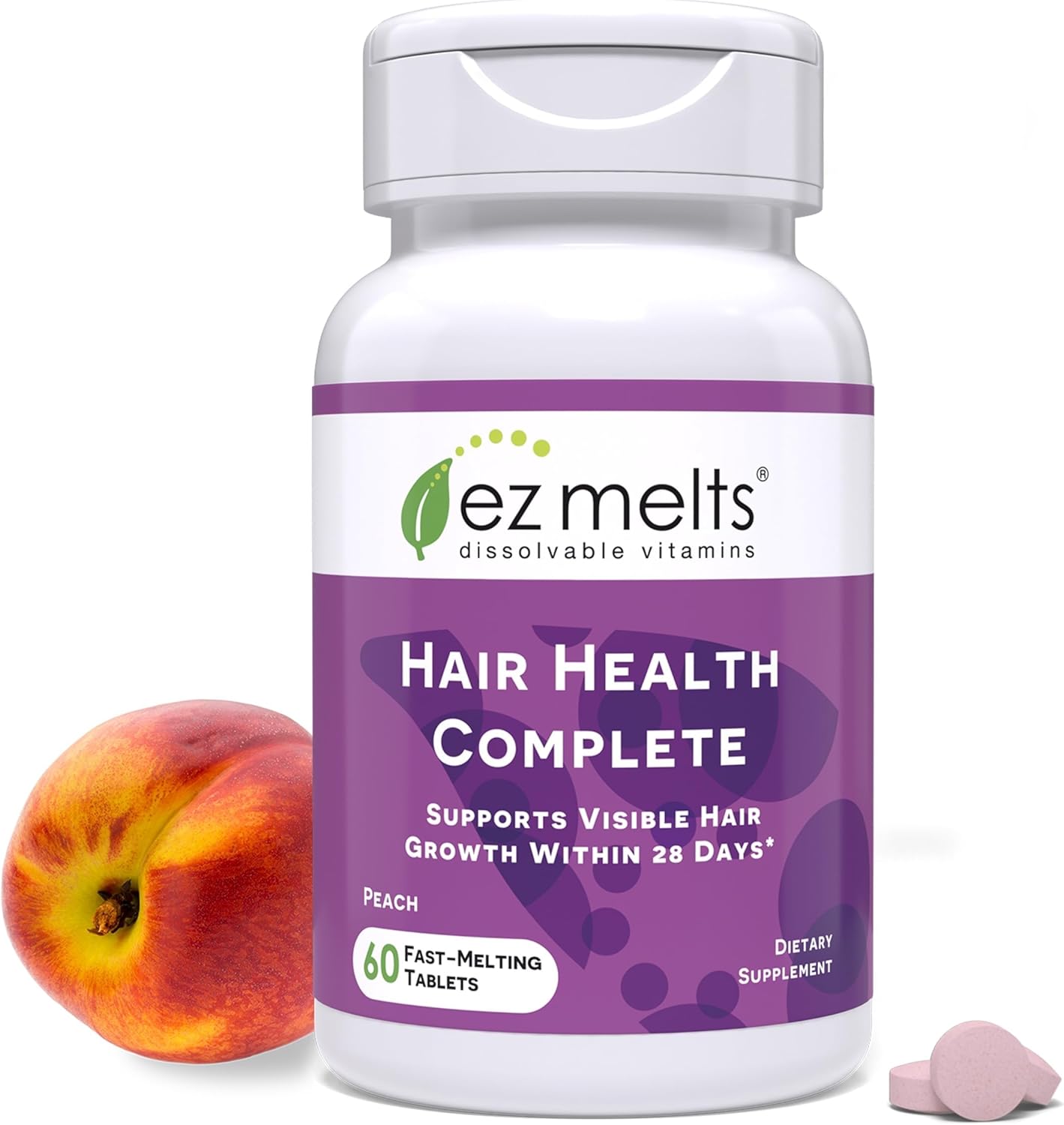 EZ Melts Hair Health Complete – Hair Supplement to Support Strength & Growth – Includes AnaGain Nu, Biotin, Apigenin, Bambo Silica & More – 1 Pack