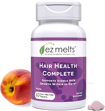 EZ Melts Hair Health Complete - Hair Supplement to Support Strength & Growth - Includes AnaGain Nu, Biotin, Apigenin, Bambo Silica & More - 60 Sublingual Tablets 30 Servings