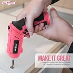 Hi-Spec Kit d'outils avec 4V Tournevis électrique, 42pc Réparation de maison rose & Ensemble d'outils à main ménagers dans un boîtier de rangement compact, sans fil USB Remboursé DIY Outils pour les femmes 42 pc inclus, travaux de vissage rapide, outils à main organisés, poignet réduit