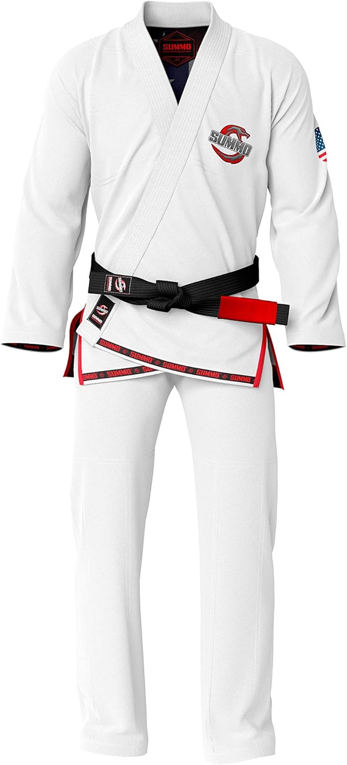 Premium American White Sublimation Brazilian Pearl Weave Jiu Jitsu Gi - Built in Rash Guard - with Rash Guard Lining (BJJ GI)