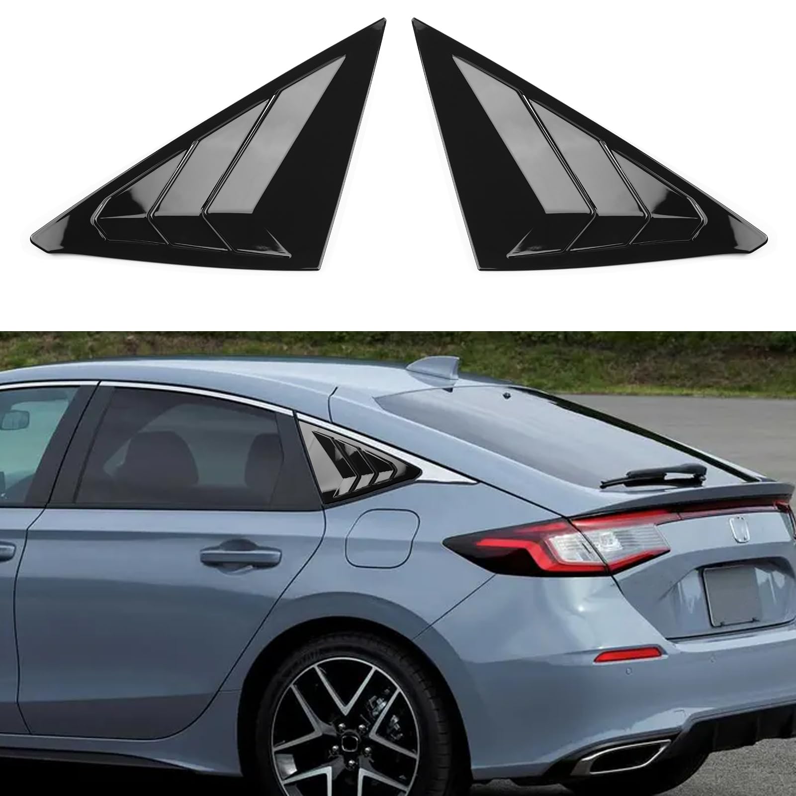 Thenice Window Louvers for Honda Civic Hatchback 2022-2026 -Black
