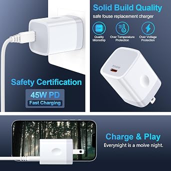 Samsung 45W Super Fast Charger USBC Charging Block with 6FT Android Charger
