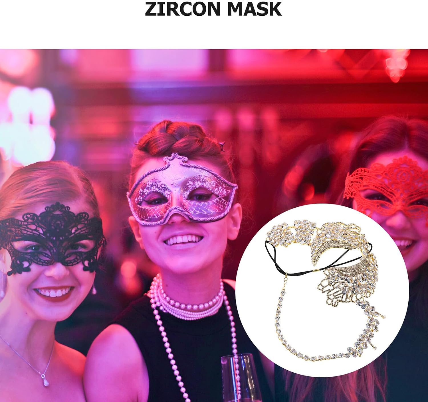 Rhinestone for Women, Venetian Half Face Ball Costume Mask Elastic Band, Gold Bling Cover for Halloween Mardi Gras Carnival Prom