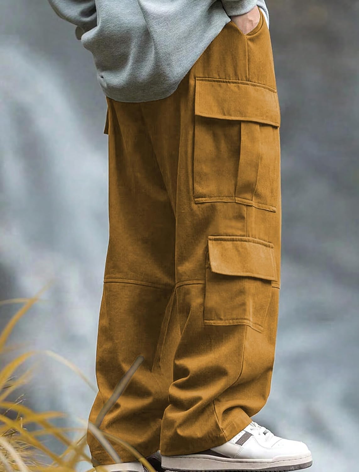 ZAFUL Mens Baggy Pants Y2K Contrast Piping Drawstring Sweatpants Fashion Unisex Oversized Cargo Pants for Men with Pockets - Image 3