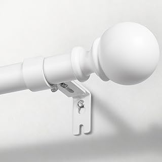 Zeerobee 1 Inch Adjustable Curtain Rods for Windows, 32"-168", White