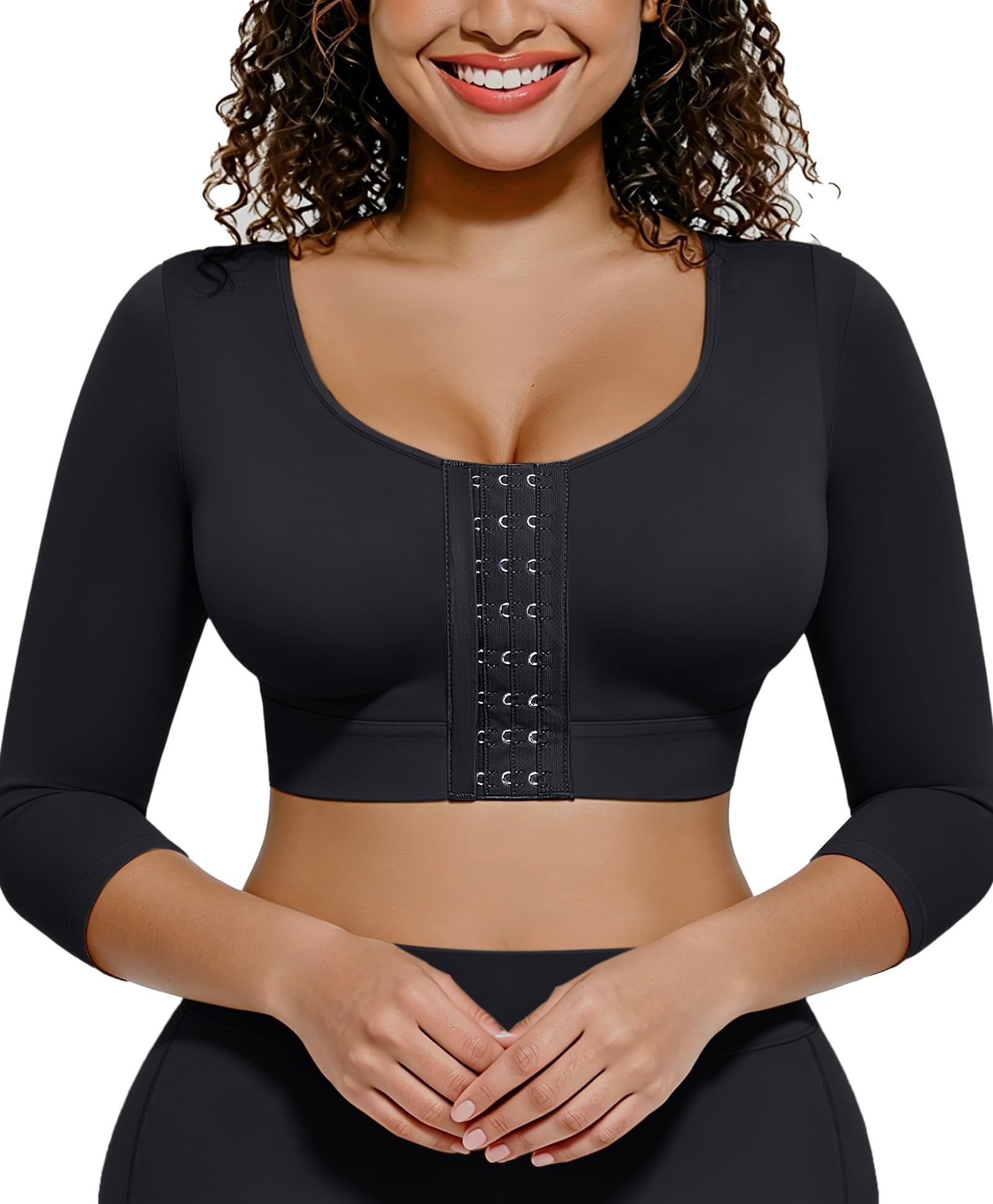 FeelinGirl Arm Compression Sleeve Women Post Surgery Front Closure Bra | Arm Lipo Compression Garment, Seamless Arm Shaper for Flabby Arms, Lymphedema Compression, Breast/Back Support