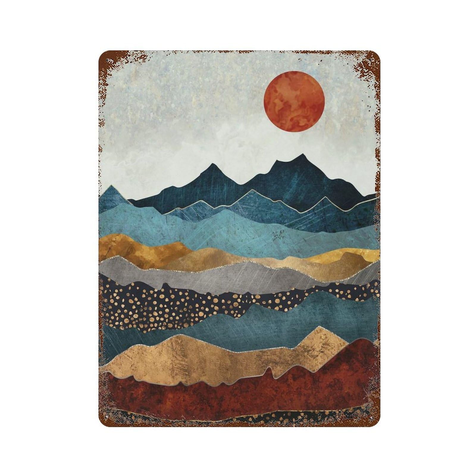 Amber Dusk Aged Metal Wall Plaque 15.7"x11.8", Classic Wall Plaque for Garage, Pub Or Kitchen
