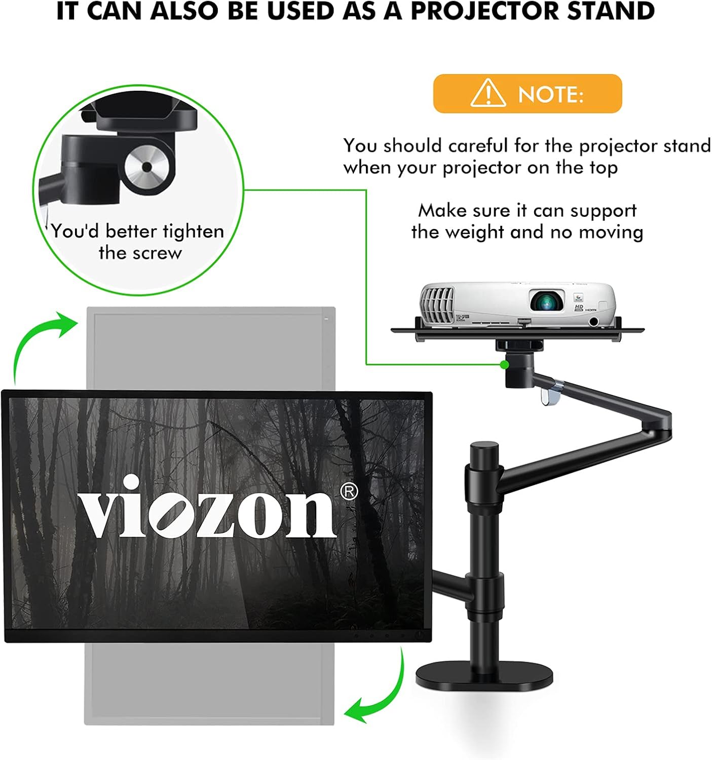 Weekly Top Sale viozon Monitor and Laptop or Tablet Mount, 3-in-1 Adjustable Dual Arm Desk Stands Monitor Arm for 17-32'' Computer Screens, Tablet Arm for Extra 4.5-13'' Tablet&Phone Tray Fits 12-17'' Laptop (OL-3T)