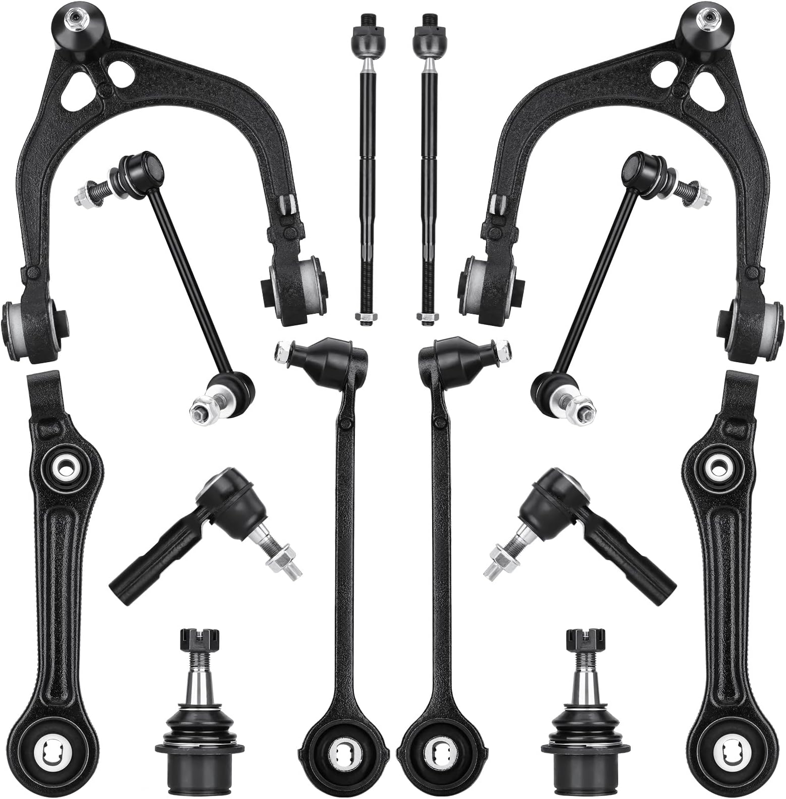 Left Right Front Upper Lower Control Arm with Ball Joints Tie Rod Ends Kit for Chrysler 300 Dodge Challenger Charger Magnum