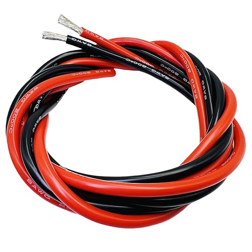 Vista 75 de Alambre de silicona de calibre 14 – Bobina negra de 100 pies, alambre de cobre estañado trenzado de 14 AWG, 392.0 °F 600 V – Automotriz, batería