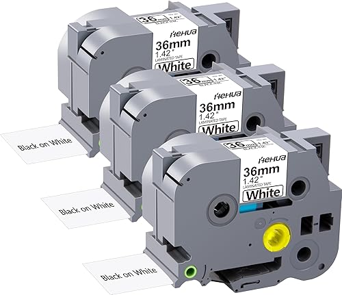 Vista 146 de Hehua Tze - Cinta negra laminada de 0.945 in y 0.94 pulgadas compatible con Brother P-Touch TZe-354 TZe354 TZ-354 TZ354 etiqueta para Ptouch PT D600