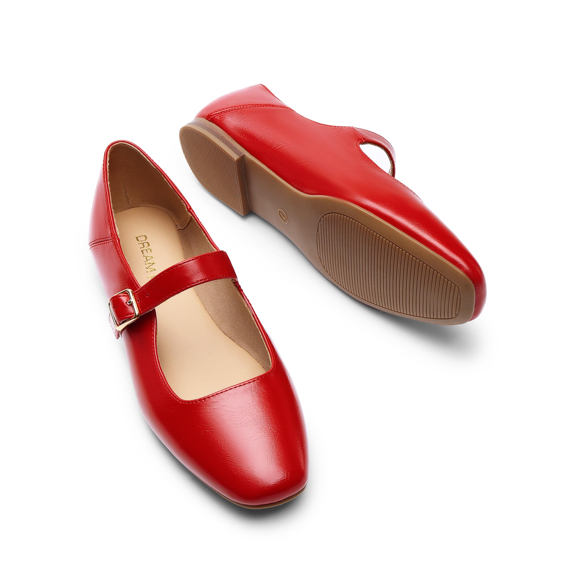 DREAM PAIRS Ballerines Femme Mary Jane à Bout Carré, Chaussures Plates Confortables à Enfiler pour Bureau, Travail, Sorties ou Tenue Quotidienne