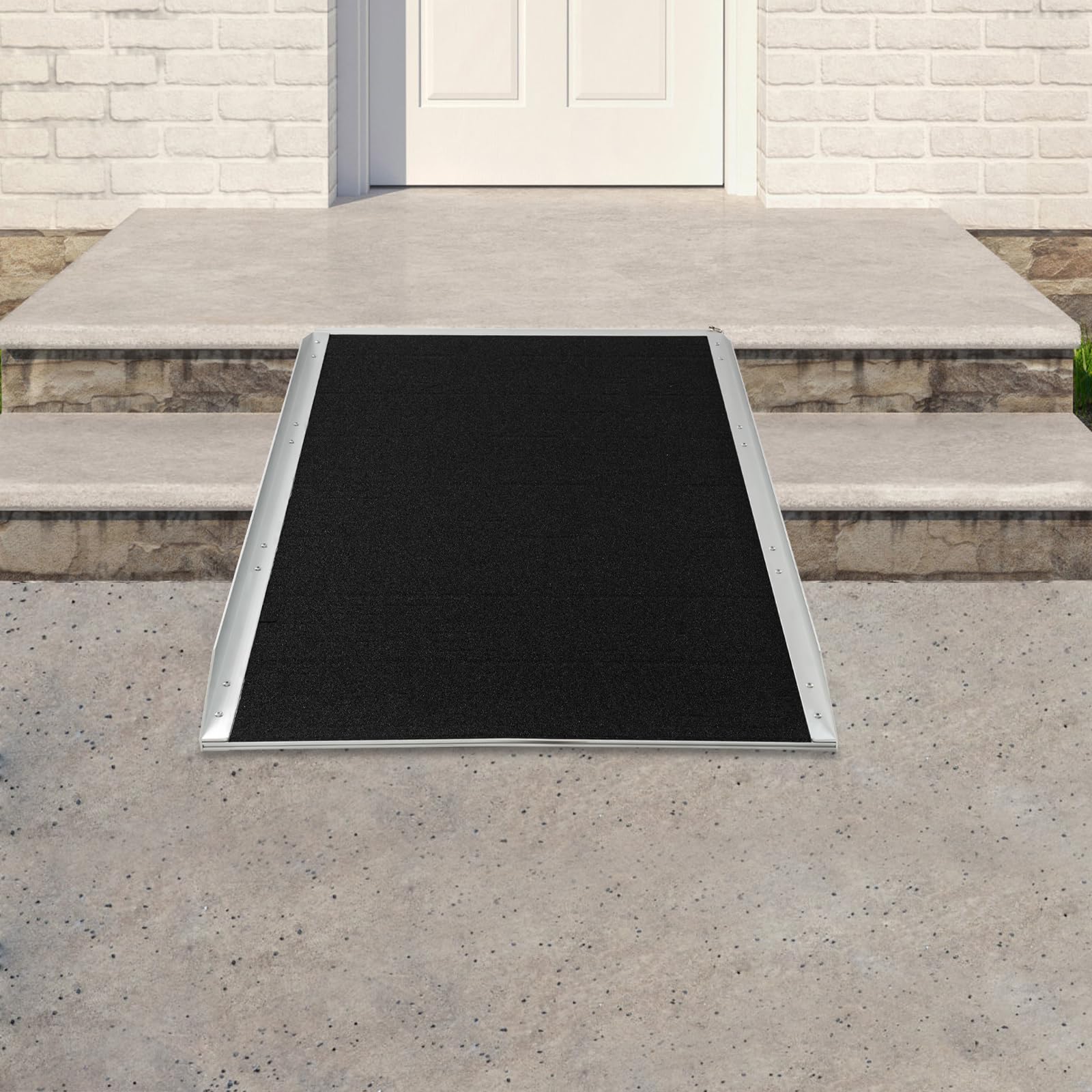 Rampa para silla de ruedas de 122 cm portátil con superficie antideslizante | Rampa de aluminio para puertas y escalones, carga máxima de 272 kg para andador, scooter de movilidad