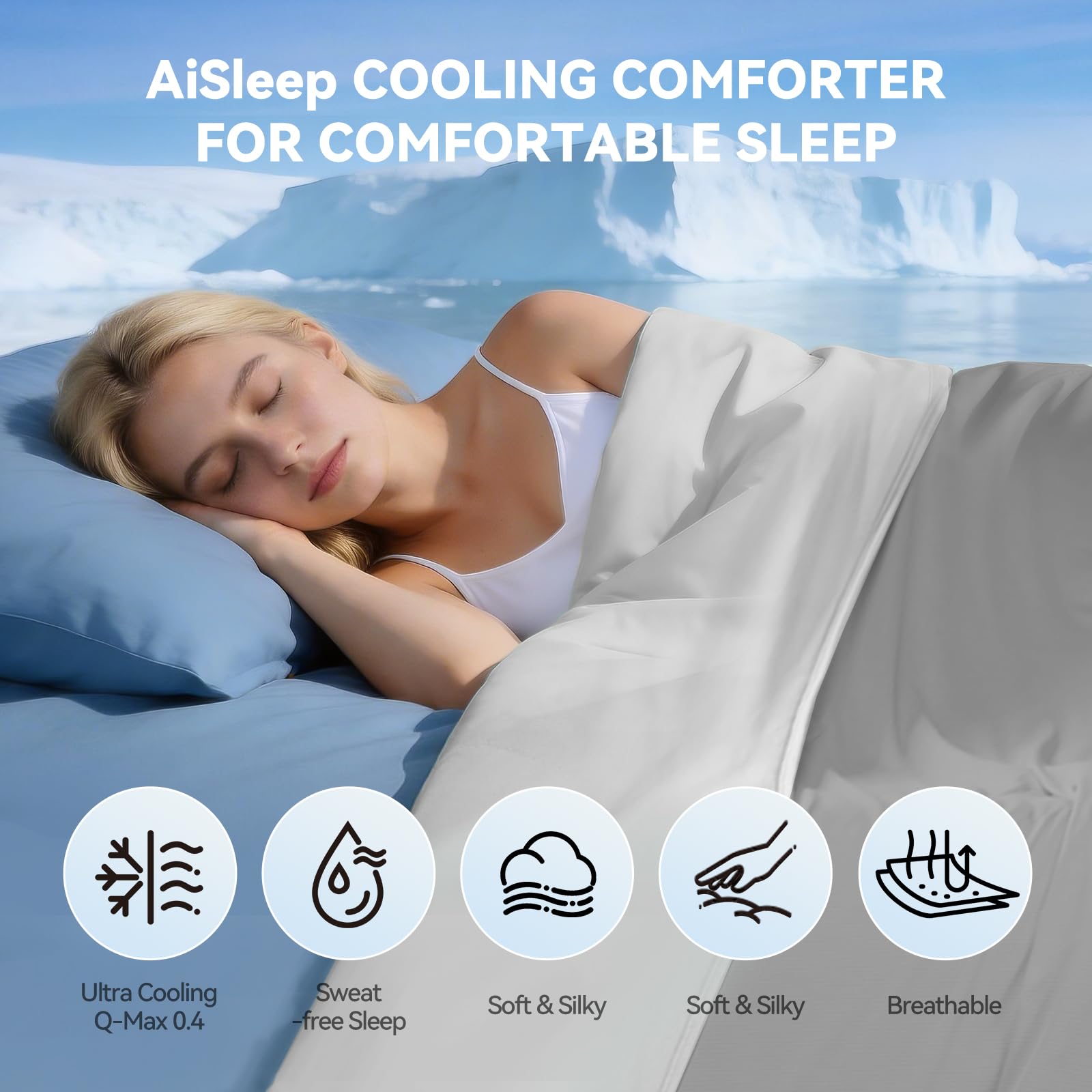 Doppelseitige Kühldecke 150x200cm, Q-Max > 0,43 Atmungsaktive Sommerbettdecke aus kühlendem Spandex-Gewebe, Leichte Soft-Komfortdecke gegen Nachtschweiß, Ideal für Heiße Schläfer-Grau