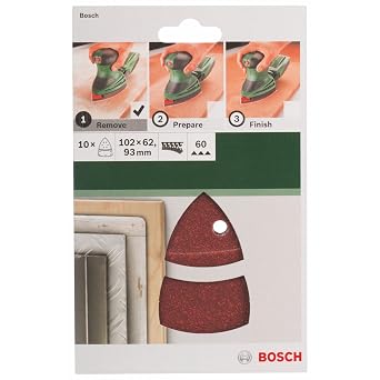 Bosch Accessories Bosch zımpara kağıdı (çok amaçlı zımpara için, farklı malzemeler, 10 adet, 102 x 62/93 mm, granülasyon 60)