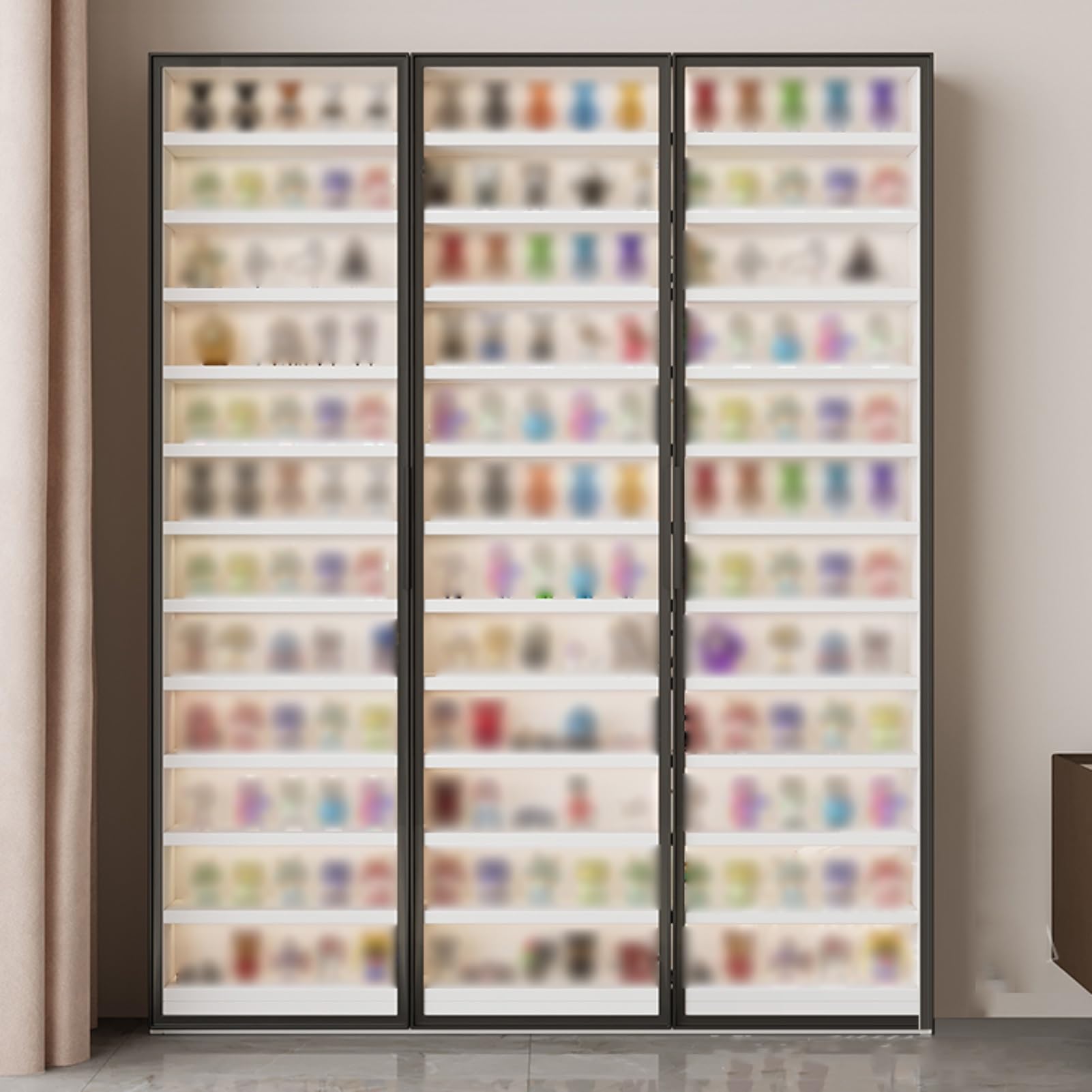 Trasparente Vetrinetta, Espositore in Legno E Vetro, Vetrina Trasparente da Pavimento, Scatola per Cassette Montata A Parete per Mini Action Figure da Collezione(Grey,80x15x82cm)