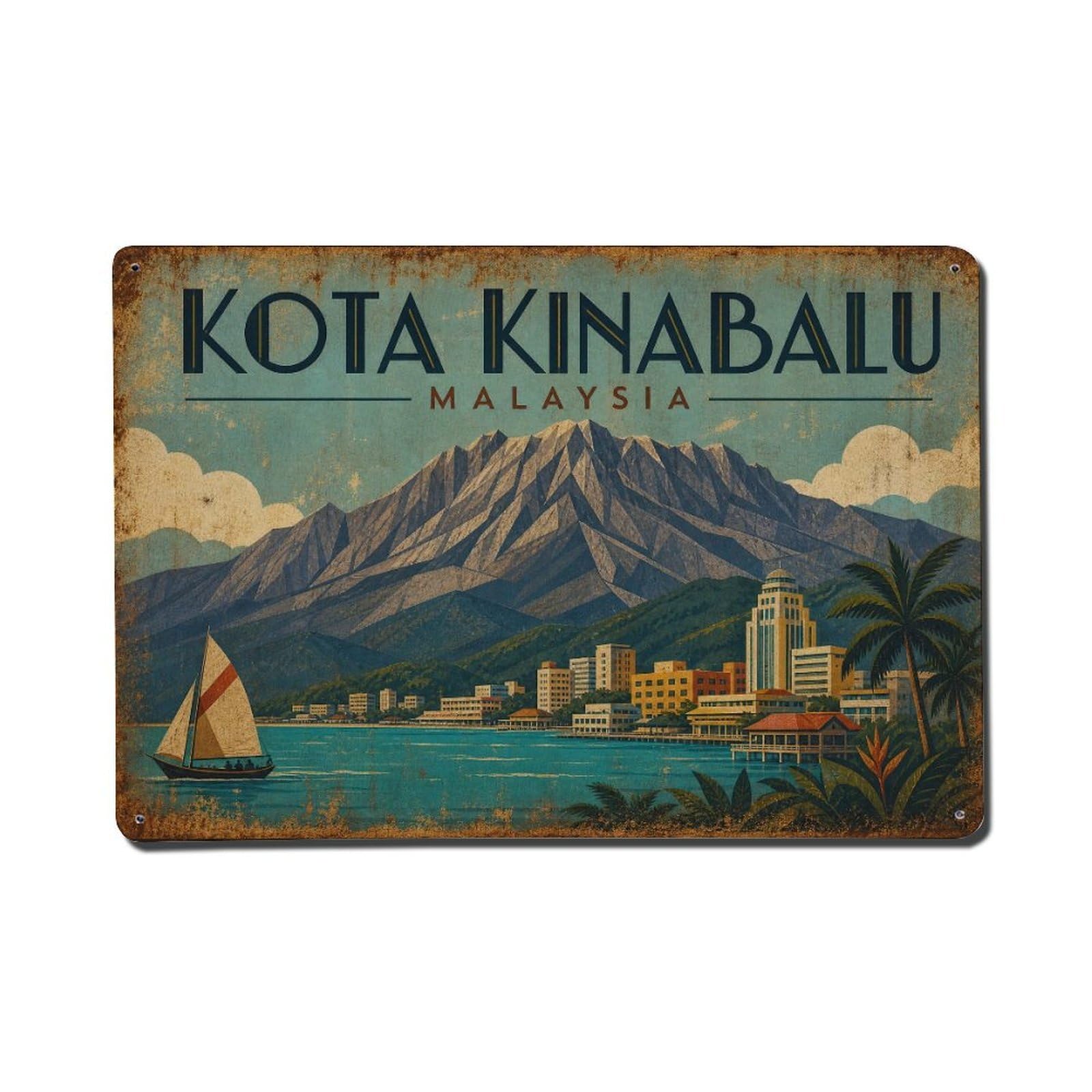 Kota Kinabalu Malaysia Island Travel Retro Metal Tin Sign