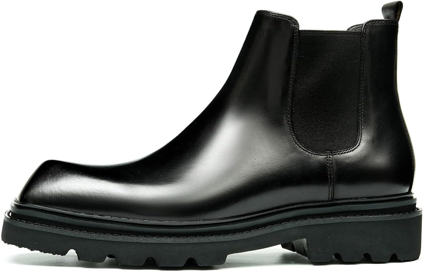 Santimon Mens Chelsea Boots Formal Dress Ankle Boots Fashion Genunie Leather Plain Toe Prom Chukka Boots Tuxedo Wedding Dress Business Causal Lightweight Western Boots for Men