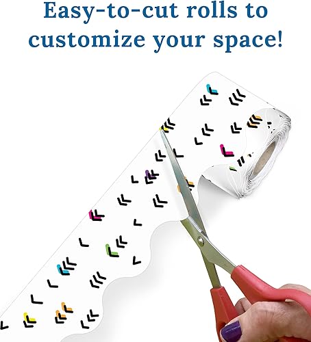 Miniatura 4 de Carson Dellosa Kind Vibes - Bordes coloridos para tablón de anuncios, 36 pies de bordes festoneados de arcoíris para tablón de anuncios, pizarra