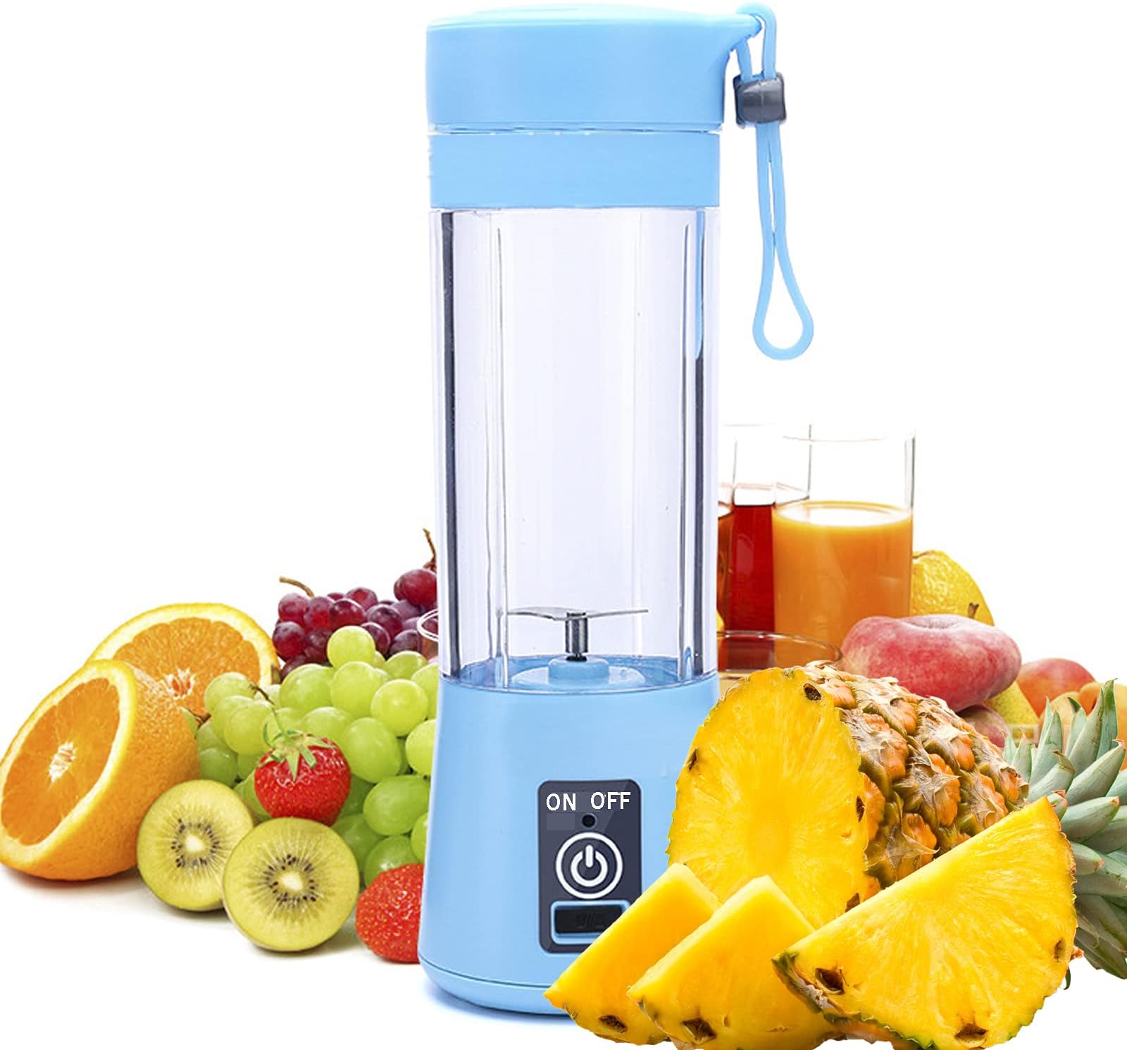 wyewyePortable Blender, Mini Personal Blender ,Smoothies Shake Juicer Cup,Electric Fruit Mixer,Six Blades in 3D for Superb Mixing,13oz,380ML,USB Rechargeable Home Travel Handheld Fruit Juicer,Blue