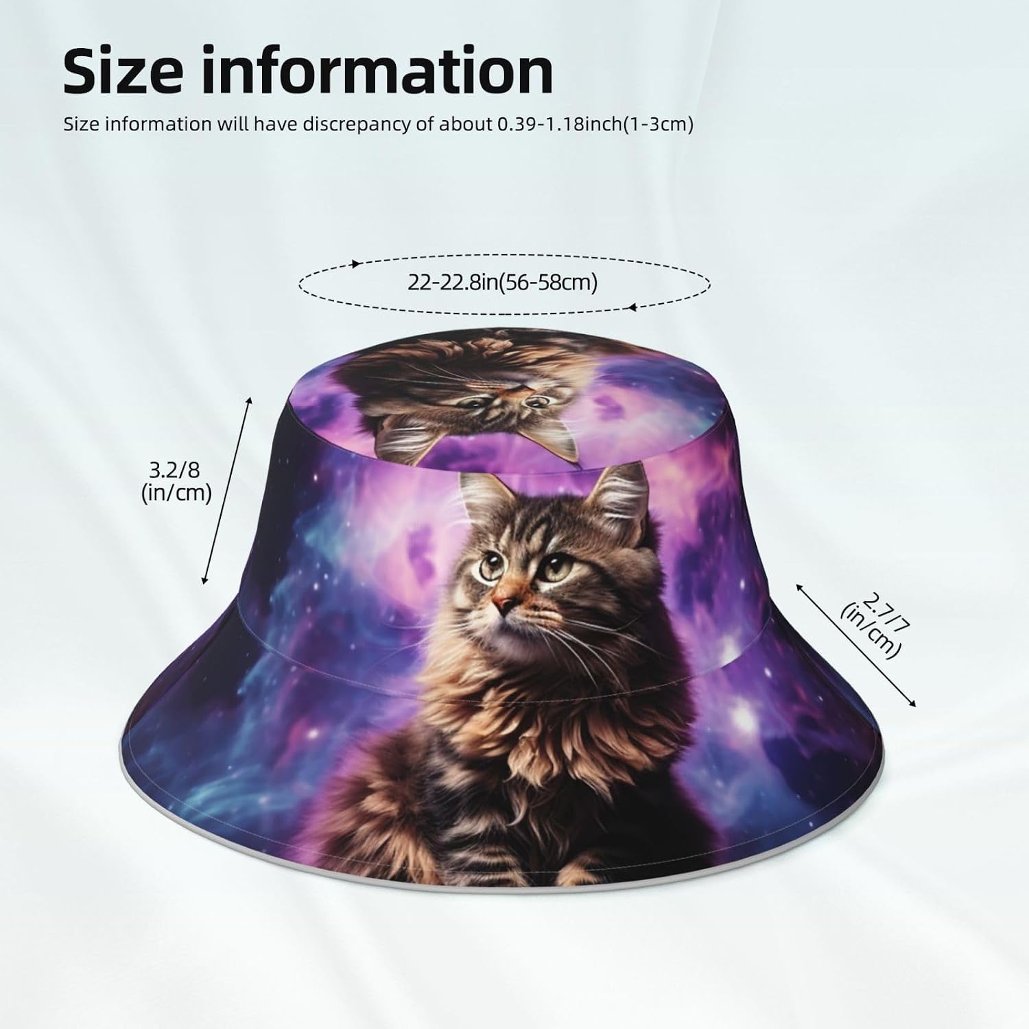 Cat Sitting Inside Nebula Bucket Hats for Women Men Sun Hat Fisherman Hats Travel Beach Hat Summer Fishing Cap Black