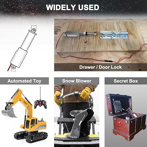 Miniatura 5 de UYGALAXY Mini actuador lineal eléctrico de 12 V de 3 pulgadas, 188N42 libras, velocidad de 0.2 pulgadasseg. Actuador de movimiento pequeño de metal