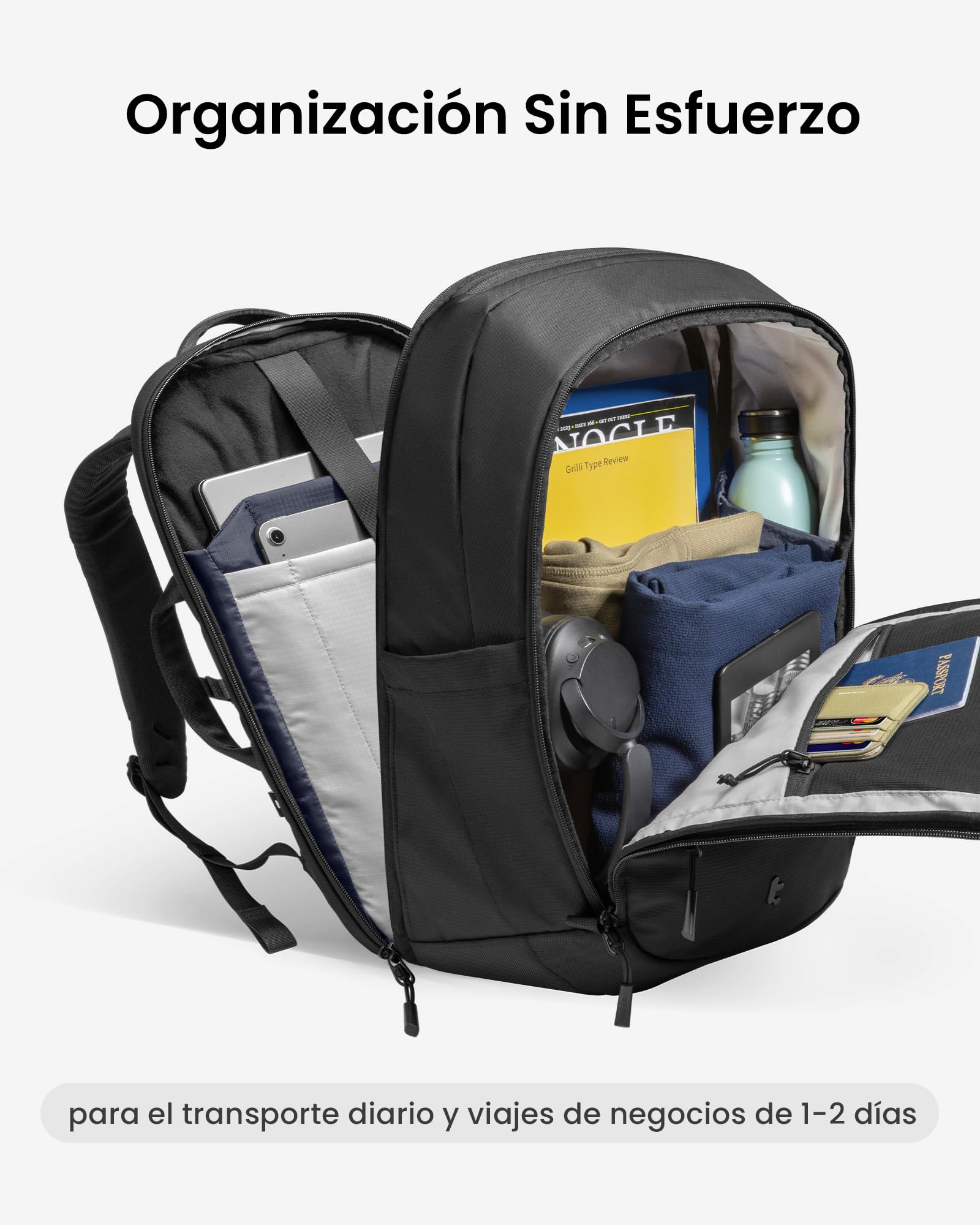 tomtoc Mochila Portatil 26L, Mochila de Trabajo Hombre Mujer Ligera para PC Ordenador 15,6-16 Pulgadas, TSA-Friendly Mochila de Viaje Resistente a Salpicaduras, Ideal Para Negocios y Fines de Semana