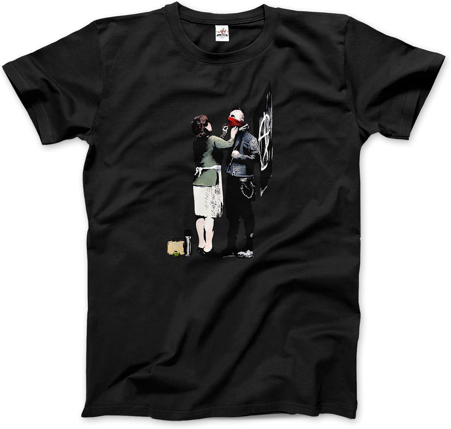 Banksy - Anarchist Punk and His Mother Artwork T-Shirt (Adults, Kids, Short & Long Sleeve) White