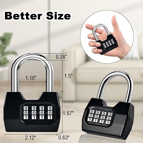 Miniatura 2 de Cerradura de combinación, cerradura combinada de moda de 4 dígitos, candado de combinación impermeable para exteriores, para vallas, casilleros,