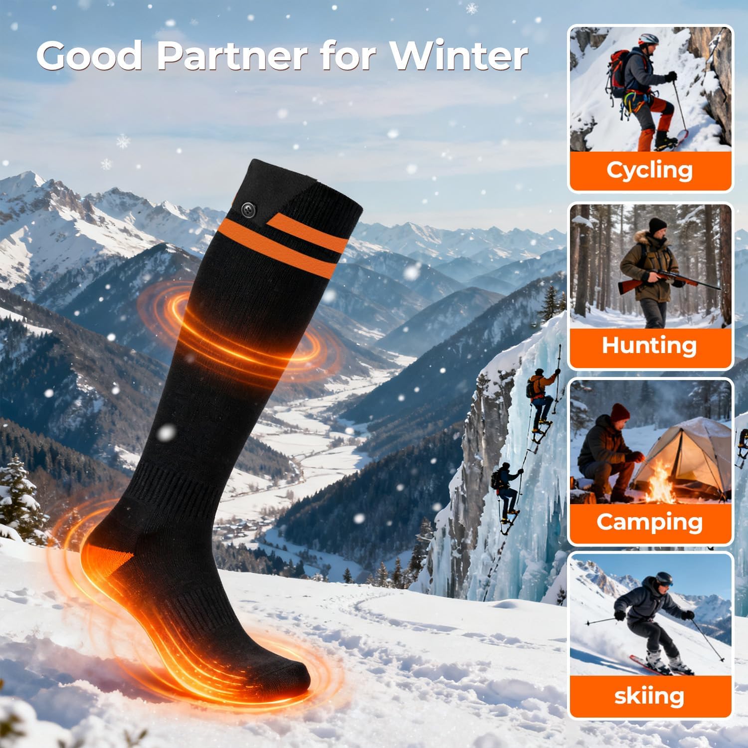 Heated Socks with APP Control for Men & Women - 10000mAh Rechargeable, 10-Hour Warmth, Battery Heated Socks for Skiing, Hiking, Hunting, Camping & Work