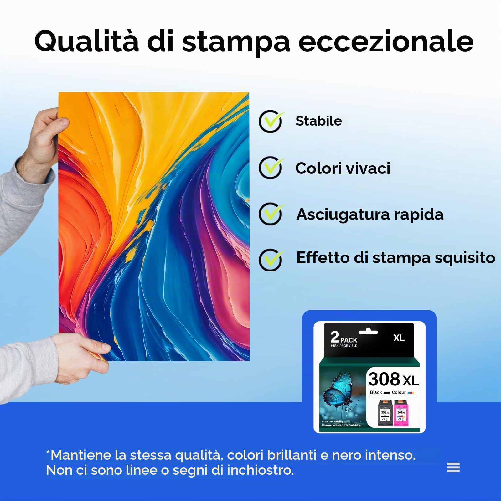 Cartucce d'inchiostro 308XL nero e colore ad alta resa, compatibili con HP 308 HP308, confezione combinata per stampanti HP Envy 6122e, 6532e, 6520e, 6132e, 6530e, 6120e, 6110e, 6558e, 6110e, 6130e