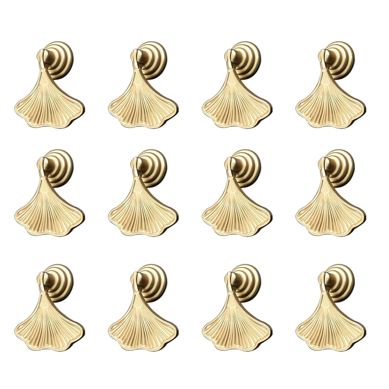 Yuiturt 12pcs Ginkgo Leaf Shape Knob Handles, 2x1.92 Inch