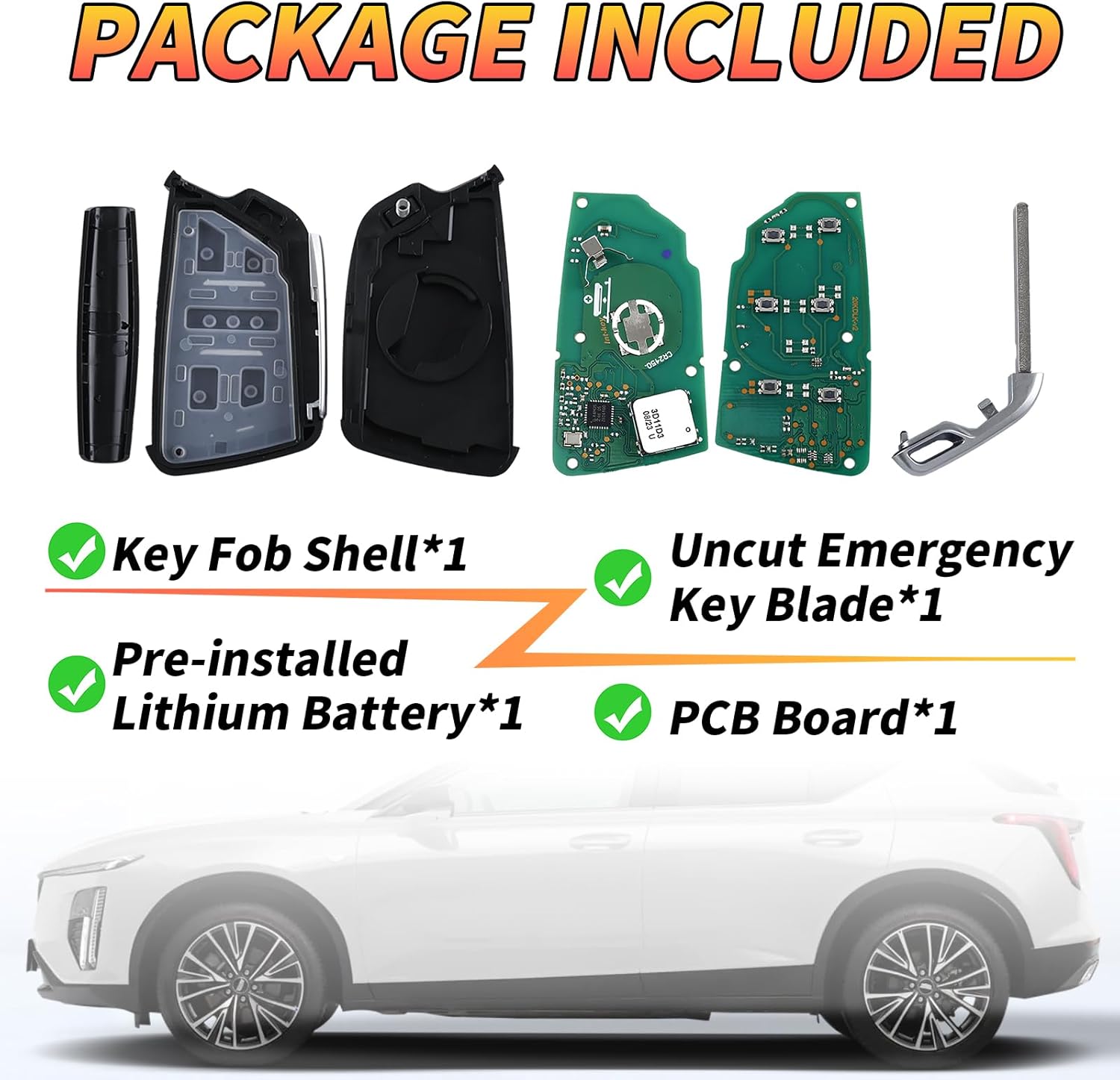 ABUDU fit for 2021Cadillac Escalade Smart Key Remote Key Fob 433MHz 49 Chip 5+1 Buttons SUV Start Function Blade Design No Logo FCC ID: YG0G20TB1 - Image 3