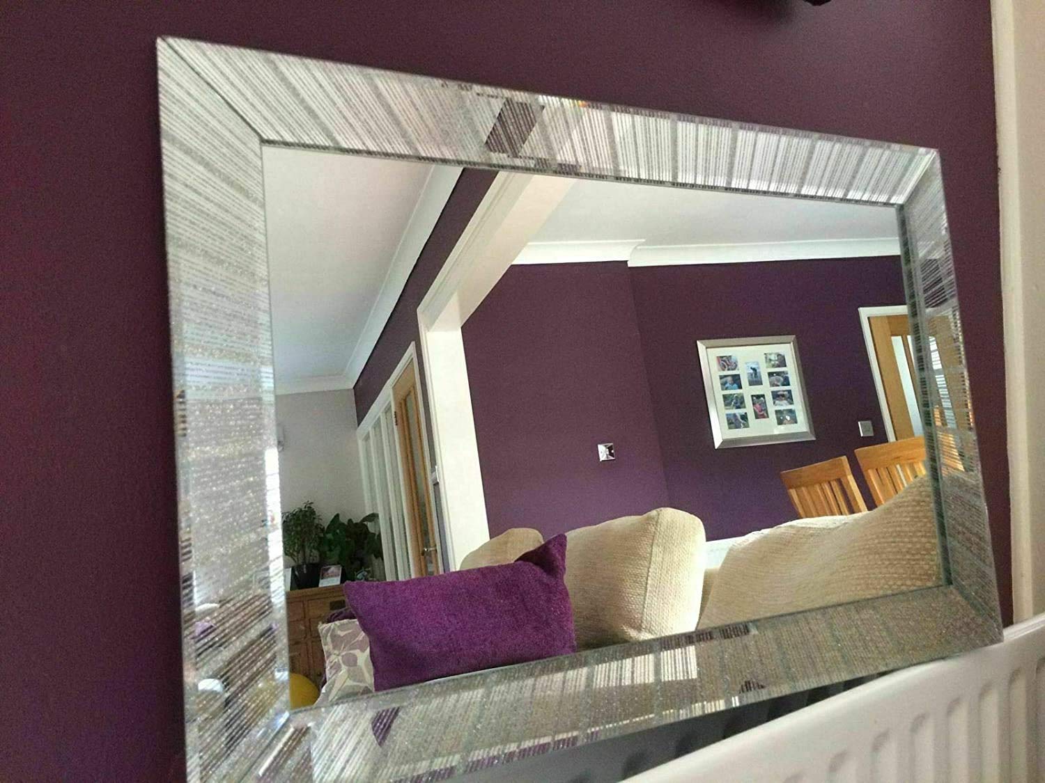 Biznest Silver Sparkle Glitter Mirror Bedroom Bathroom Hallway 60X40cm Best Gift