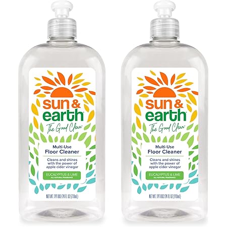 Plant Based Concentrated Floor Cleaner by Sun & Earth, Eucalyptus and Lime Scent, 24 oz (Pack of 2), 48 Ounce total