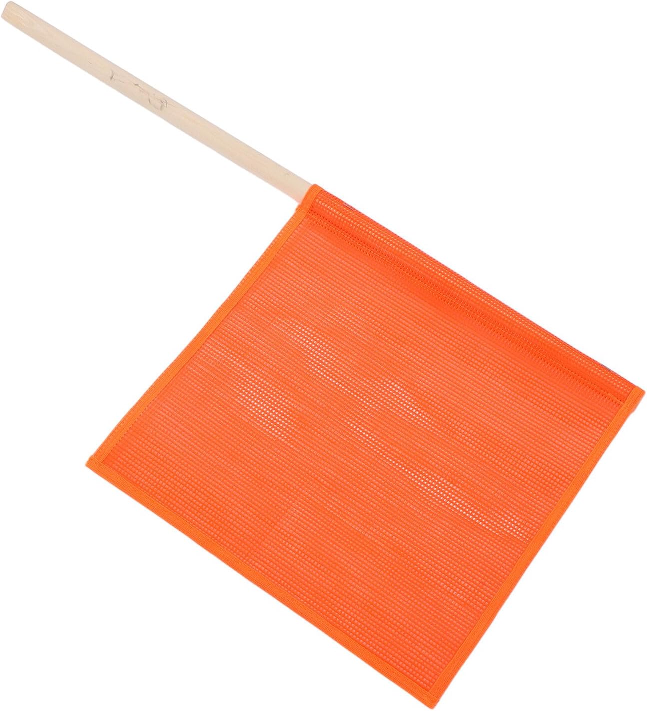 Traffic Safety Hand-waving Flag with Wooden Pole, Hand-held Truck Warning Flag, Mesh Fabric Safety Banner for Highway and Road Use
