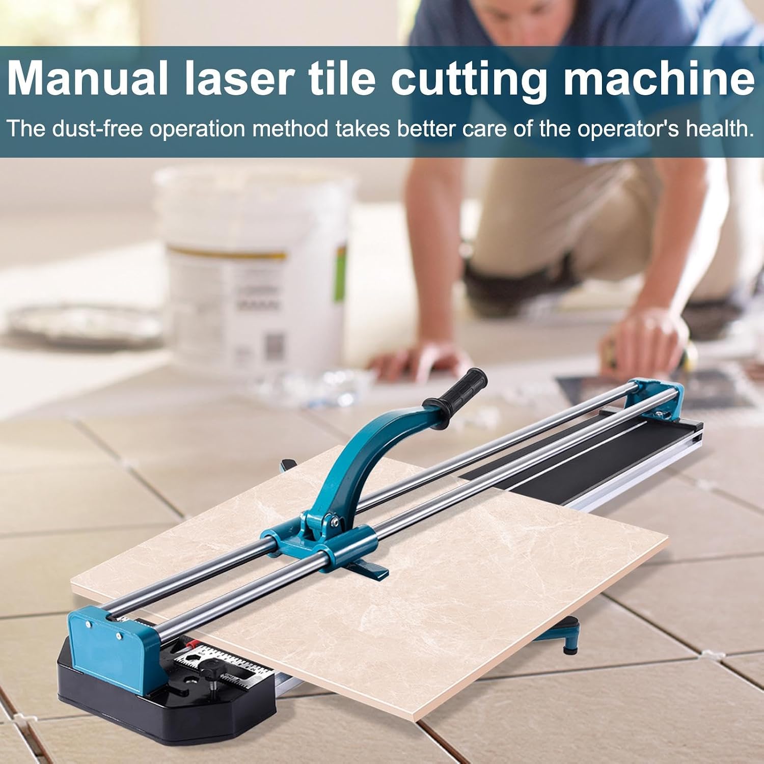 Ceramic Tile Cutter - 55 Inch Double Rails Tile Cutter Hand Tool - Precise Tile Cutter Tools, Tile Cutting Machine with Tungsten Alloy Cutting Wheel