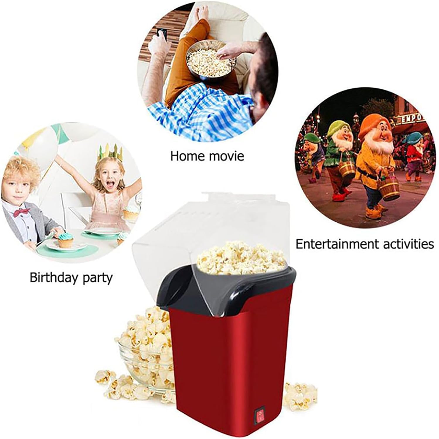Electric Popcorn Machine, 850W Mini Popcorn Maker with Protecting Mask, Quick-Heat Technology and Non- Stick Coating, 2 Minutes Quick Make Popcorn